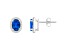 7x5mm Oval Created Sapphire And Created White Sapphire 10k White Gold Halo Stud Earrings