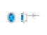 7x5mm Oval Blue Topaz And Created White Sapphire 10k White Gold Halo Stud Earrings