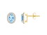 7x5mm Oval Simulated Aquamarine And Created White Sapphire 10k Yellow Gold Halo Stud Earrings
