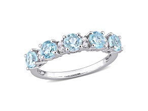 1.63ctw Sky Blue Topaz and White Topaz  Semi-Eternity Ring in Sterling Silver