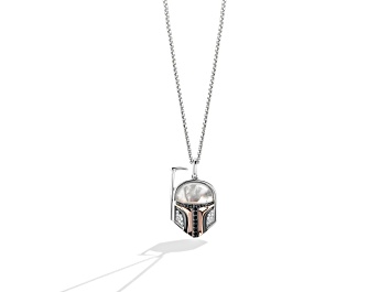 Picture of Star Wars™ Fine Jewelry Boba Fett™ Diamond & Mother-Of-Pearl Rhodium Over Silver & 10k Gold Pendant