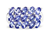 Oval Purple Tanzanite Rhodium Over Sterling Silver Cluster Ring 3.75ctw