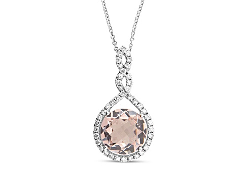 3.57ctw Morganite and Diamond Pendant in 14k White Gold