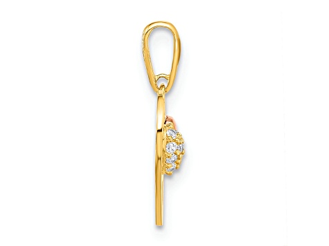 14K Two-tone Gold  Heart with Cubic Zirconia Pendant