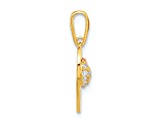 14K Two-tone Gold  Heart with Cubic Zirconia Pendant