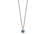 Rhodium Over Sterling Silver with 14K Accent Swiss Blue topaz/London Blue/White Topaz Necklace