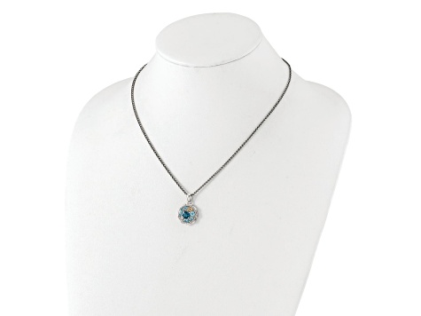 Swiss Blue Topaz Sterling Silver Pendant with London Blue Topaz cheapest Accents