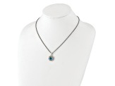 Rhodium Over Sterling Silver with 14K Accent Swiss Blue topaz/London Blue/White Topaz Necklace