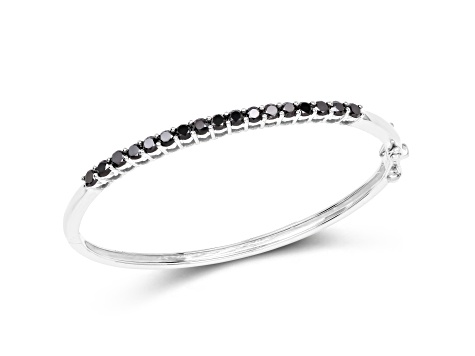 Black Diamond Rhodium Over Sterling Silver Round Single Row Bangle Bracelet 2.5ctw