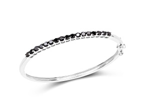Black Diamond Rhodium Over Sterling Silver Round Single Row Bangle Bracelet 2.5ctw