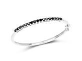 Black Diamond Rhodium Over Sterling Silver Round Single Row Bangle Bracelet 2.5ctw