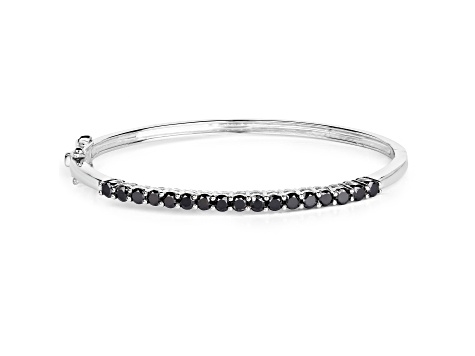 Black Diamond Rhodium Over Sterling Silver Round Single Row Bangle Bracelet 2.5ctw