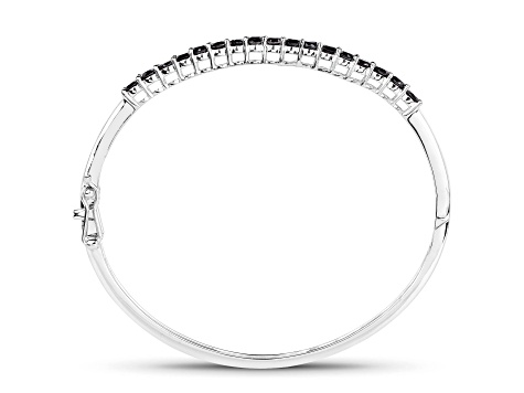 Black Diamond Rhodium Over Sterling Silver Round Single Row Bangle Bracelet 2.5ctw