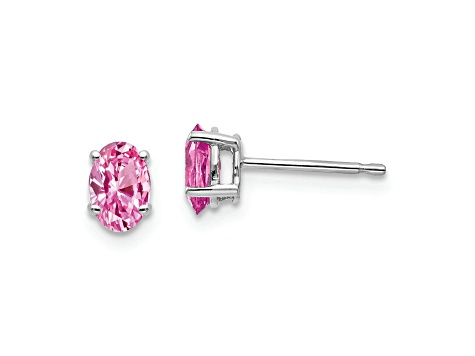 Rhodium Over 14K White Gold Pink Sapphire Earrings