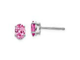 Rhodium Over 14K White Gold Pink Sapphire Earrings