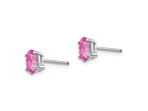 Rhodium Over 14K White Gold Pink Sapphire Earrings