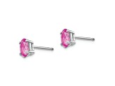 Rhodium Over 14K White Gold Pink Sapphire Earrings