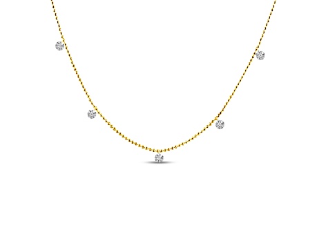 14K Yellow Gold 5 Stone Dashing Diamond Necklace, 0.75 ctw.