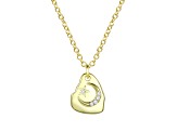 Clear Cubic Zirconia, 14K Yellow Gold Plated over Brass Asymmetrical Star Pendant Necklace