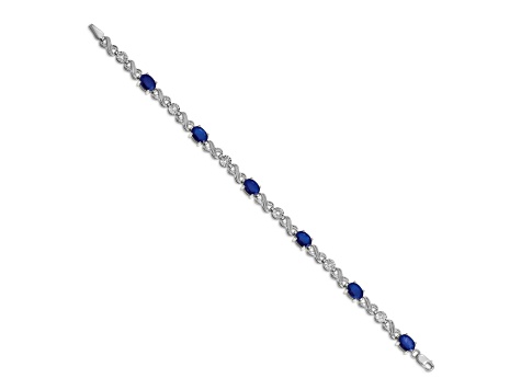 Rhodium Over 10k White Gold Diamond and Sapphire Infinity Bracelet