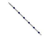 Rhodium Over 10k White Gold Diamond and Sapphire Infinity Bracelet