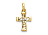 14K Yellow Gold Small 1/20ct. Diamond Latin Cross Pendant