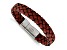 Red Leather and Stainless Steel Brushed 8.25-inch Bracelet