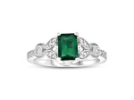 1.05ctw Emerald and Diamond Engagement Ring in 14k White Gold