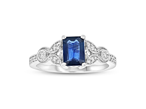 1.15ctw Sapphire and Diamond Ring in 14k White Gold
