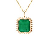 8.99 Ctw Emerald and 0.52 Ctw White Diamond Pendant in 14K YG