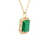 8.99 Ctw Emerald and 0.52 Ctw White Diamond Pendant in 14K YG