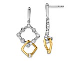 14K Two-tone Lab Grown Diamond SI1/SI2, G H I, Fancy Square Drop Post Earrings