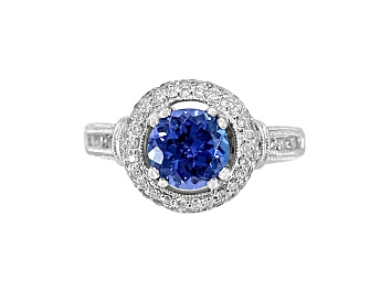 Picture of 14K White Gold Tanzanite and Diamond Ring, 1.08ctw