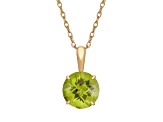 Round Peridot 10k Yellow Gold Pendant With Chain 1.10ctw