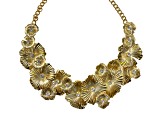 Gold Tone Metal Flower with Crystal Necklace
