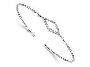 14K White Gold Lab Grown Diamond Cuff Bangle