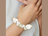 Sterling Silver Coral/Jade/Moonstone/Rock Quartz Stretch Bracelet