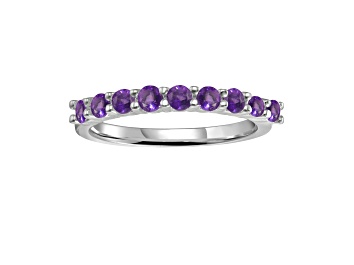 Picture of Round Amethyst Sterling Silver Anniversary Style Stackable Band Ring, 0.60ctw
