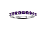 Round Amethyst Sterling Silver Anniversary Style Stackable Band Ring, 0.60ctw