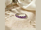 Round Amethyst Sterling Silver Anniversary Style Stackable Band Ring, 0.60ctw