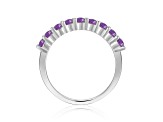 Round Amethyst Sterling Silver Anniversary Style Stackable Band Ring, 0.60ctw