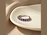 Round Amethyst Sterling Silver Anniversary Style Stackable Band Ring, 0.60ctw