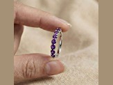 Round Amethyst Sterling Silver Anniversary Style Stackable Band Ring, 0.60ctw