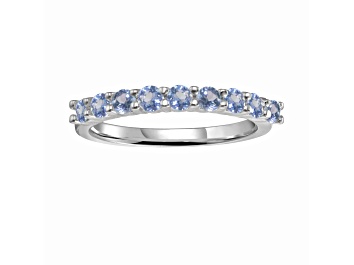Picture of Round Blue Topaz Sterling Silver Anniversary Style Stackable Band Ring, 0.90ctw
