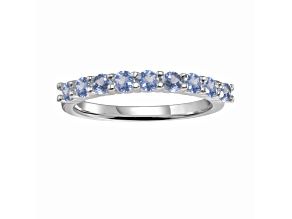 Round Blue Topaz Sterling Silver Anniversary Style Stackable Band Ring, 0.90ctw