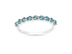 Round Blue Topaz Sterling Silver Anniversary Style Stackable Band Ring, 0.90ctw