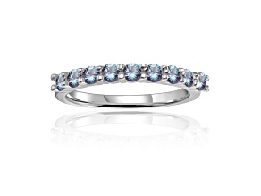 Round Lab Created Alexandrite Sterling Silver Anniversary Style Stackable Band Ring, 0.65ctw