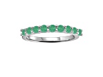 Round Emerald Sterling Silver Anniversary Style Stackable Band Ring, 0.80ctw