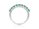 Round Emerald Sterling Silver Anniversary Style Stackable Band Ring, 0.80ctw