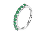 Round Emerald Sterling Silver Anniversary Style Stackable Band Ring, 0.80ctw